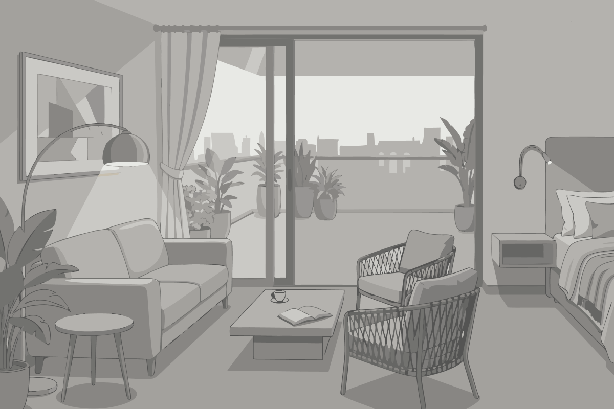 Deluxe Apartment mit 1 Schlafzimmer und Stadtblick